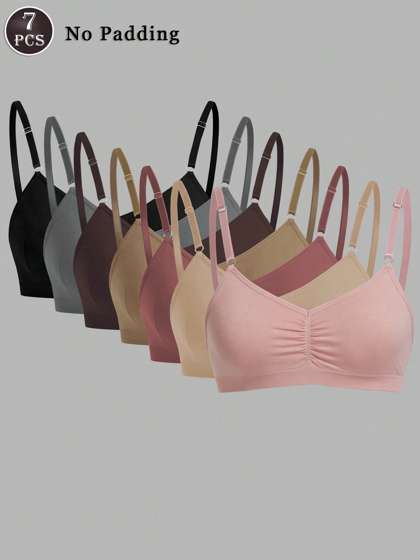 7pcs seamless undergarment set, comfortable casual bra with adjustable straps 7pcs seamless undergarment set, comfortable casual bra with adjustable straps