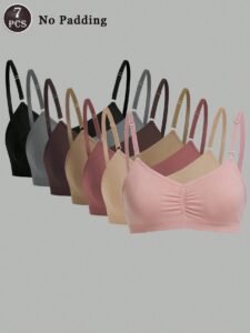 7pcs Seamless Undergarment Set, Comfortable Casual Bra With Adjustable Straps 7pcs seamless undergarment set, comfortable casual bra with adjustable straps