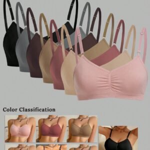 Home 7pcs seamless undergarment set, comfortable casual bra with adjustable straps